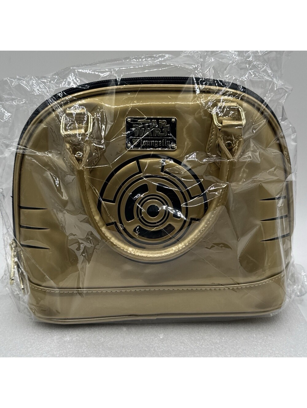 Loungefly x Star Wars C-3PO Mini Dome Bag 2016 Shiny Metallic Gold New NWT